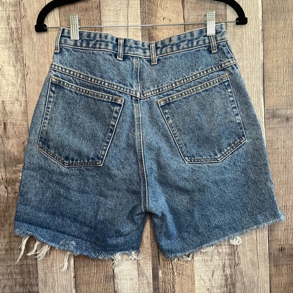 Vintage 80s Banana Republic Safari High Rise Cutoff Jean Shorts Med Wash Sz 10 - Picture 2 of 8